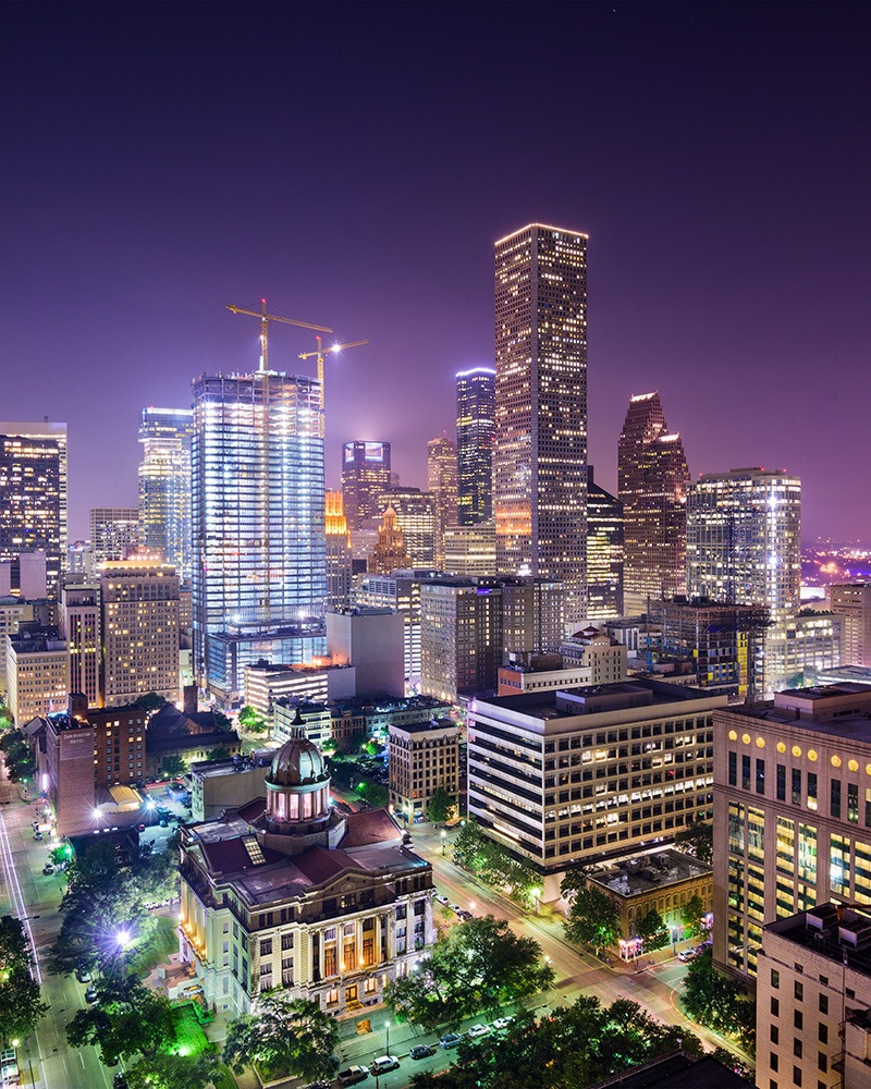 Houston Texas skyline at night